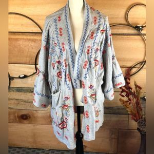 Karyn Seo Hand Embroidered Kimono Robe